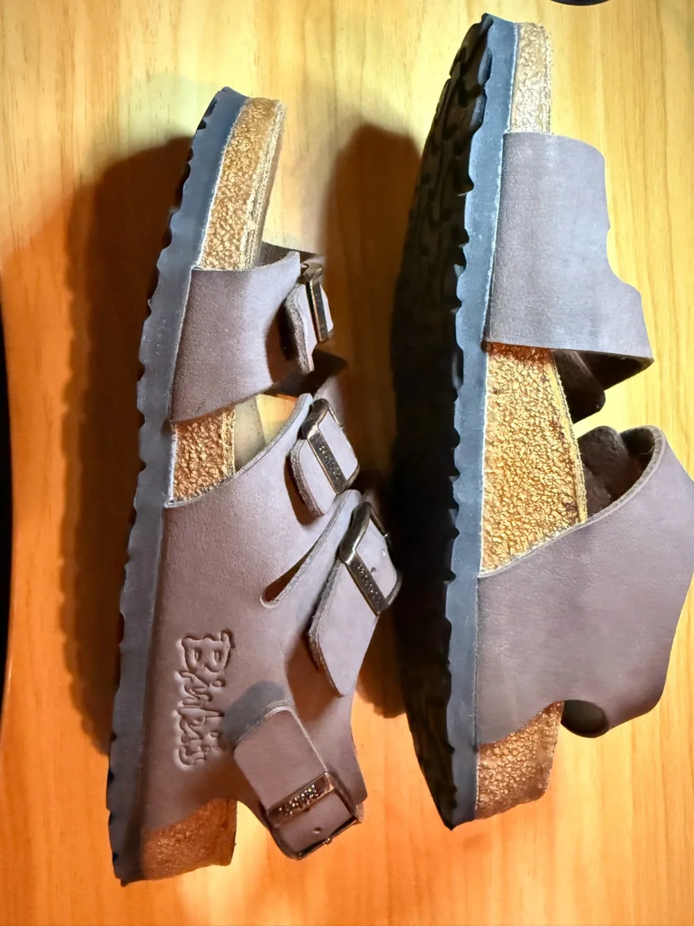 Triple-Strap Suede Sandals - Brown Birki’s
